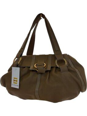 499166CR C1 Bvlgari Hand Bag Beige Leather
